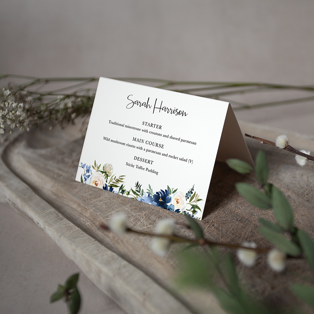 'Blue Velvet' Menu Place Card