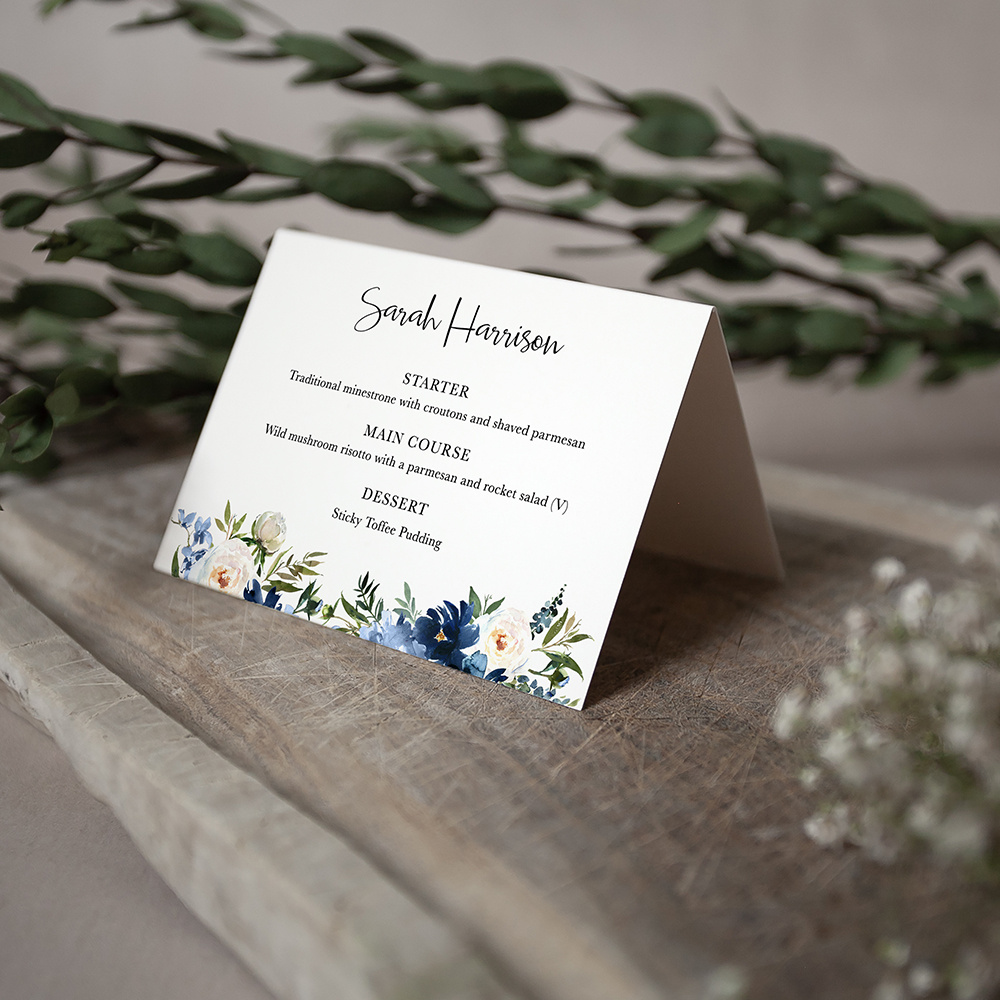 'Blue Velvet' Menu Place Card