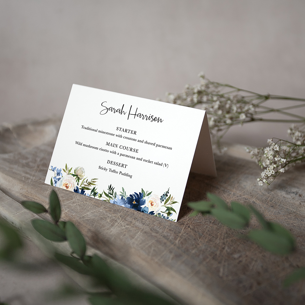 'Blue Velvet' Menu Place Card