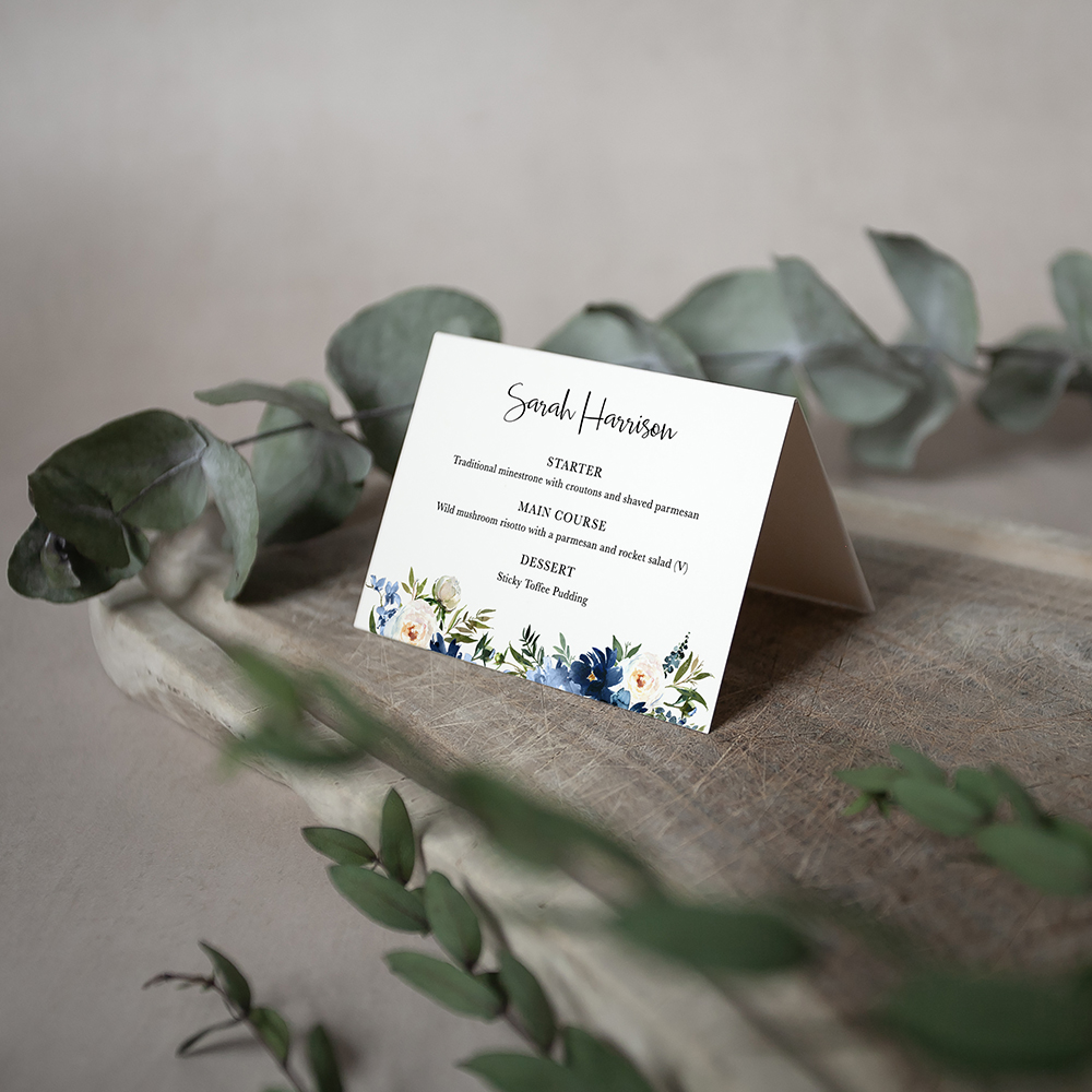 'Blue Velvet' Menu Place Card