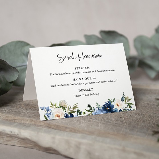'Blue Velvet' Menu Place Card