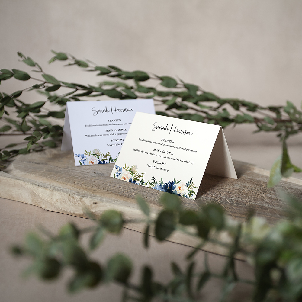 'Blue Velvet' Menu Place Card