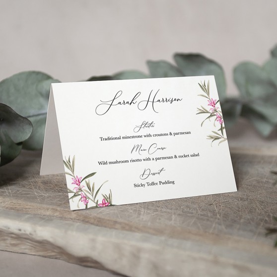 'Pink Botanical' Menu Place Card