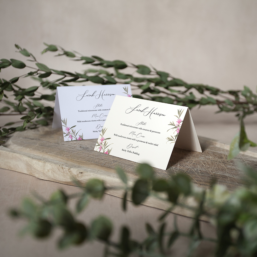 'Pink Botanical' Menu Place Card