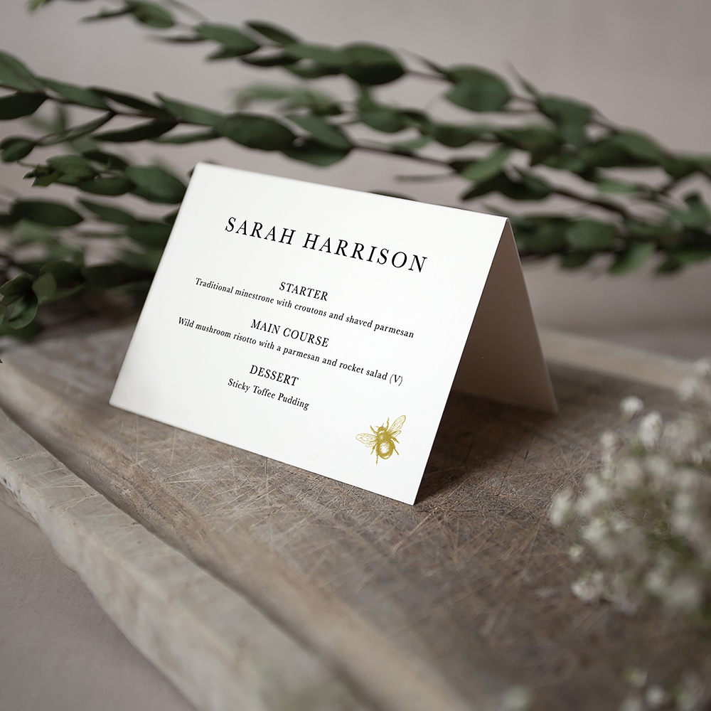 'Bumble Bee' Menu Place Card