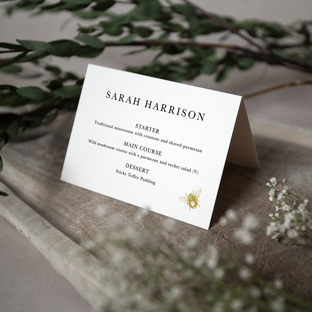 'Bumble Bee' Menu Place Card