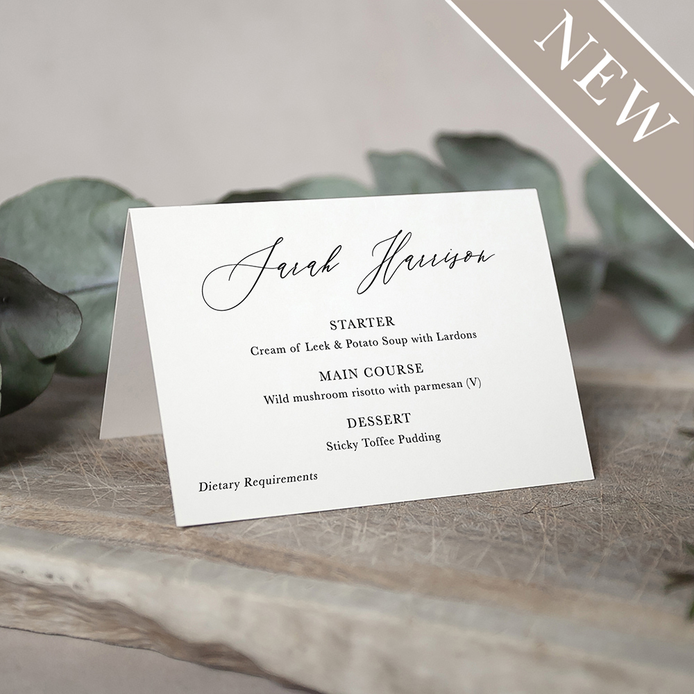 'Calligraphy 4' Menu Place Card