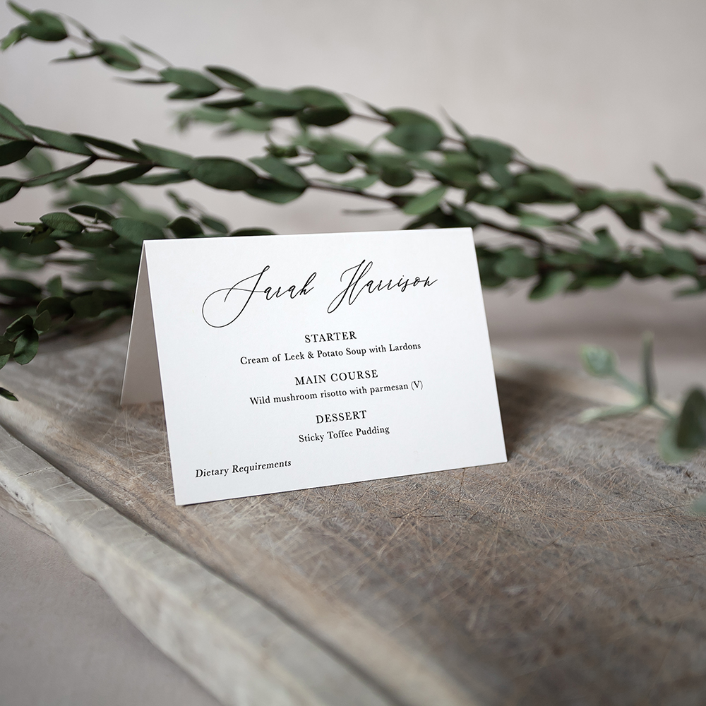 'Calligraphy 4' Menu Place Card