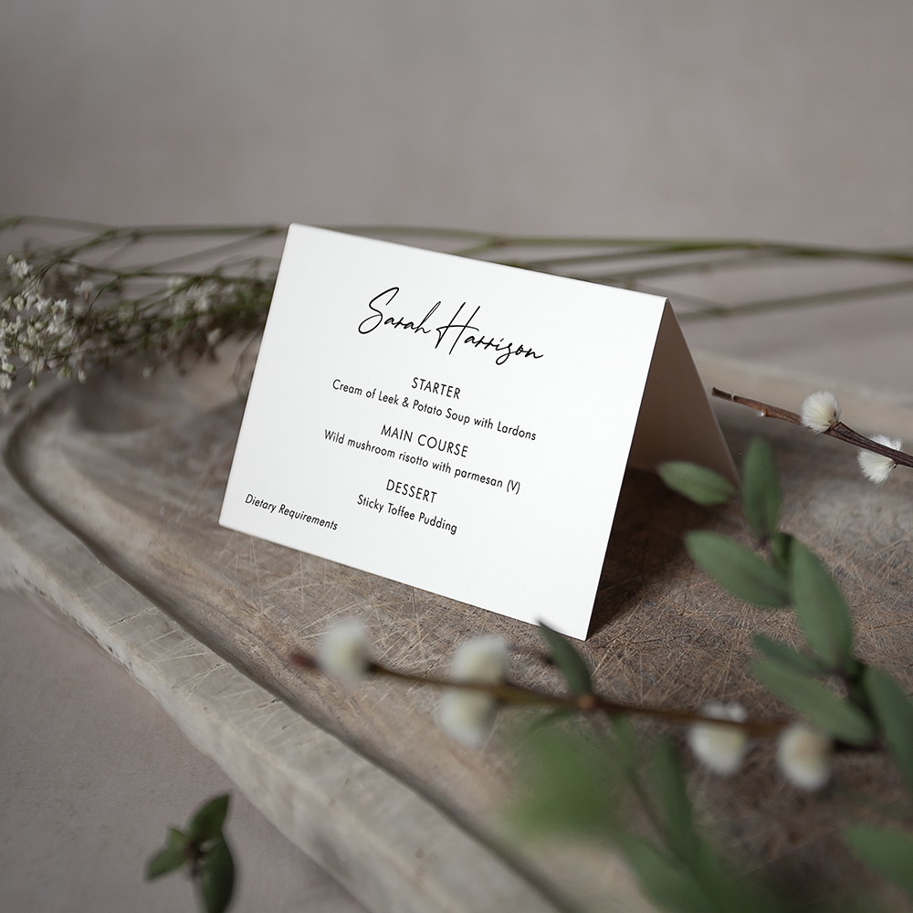 'Calligraphy 8' Menu Place Card