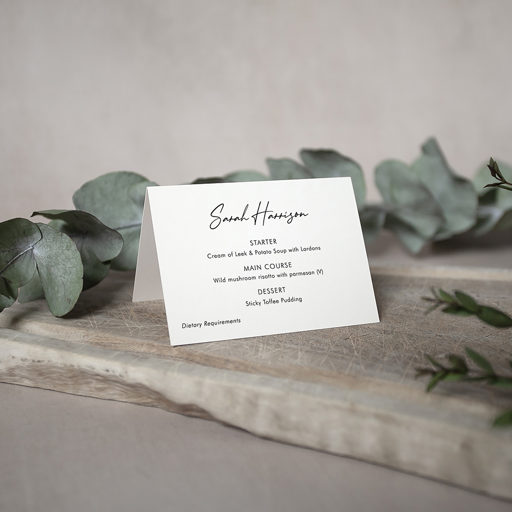 'Calligraphy 8' Menu Place Card