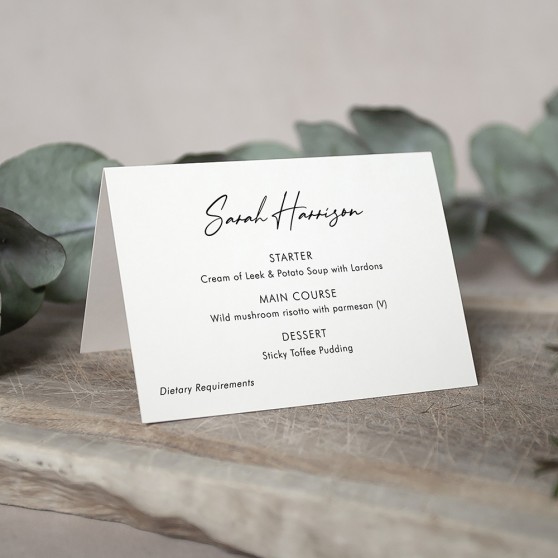 'Calligraphy 8' Menu Place Card