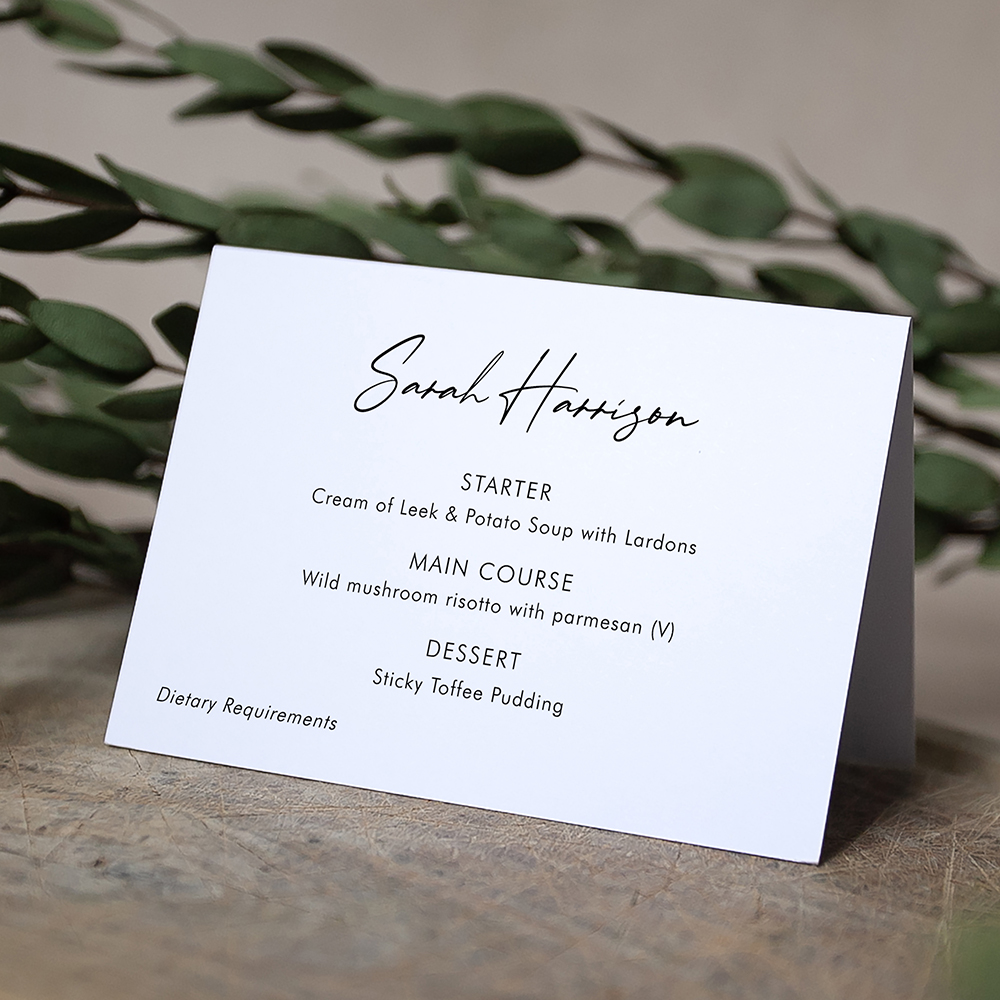 'Calligraphy 8' Menu Place Card