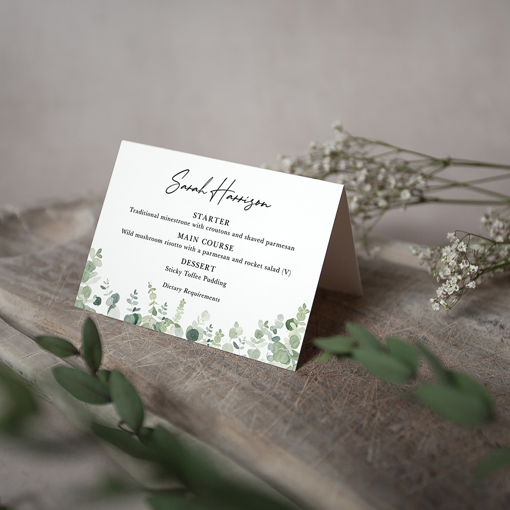 'Classic Eucalyptus' Menu Place Card
