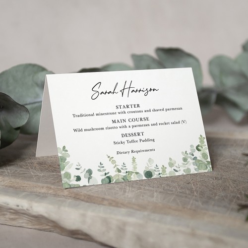 'Classic Eucalyptus' Menu Place Card