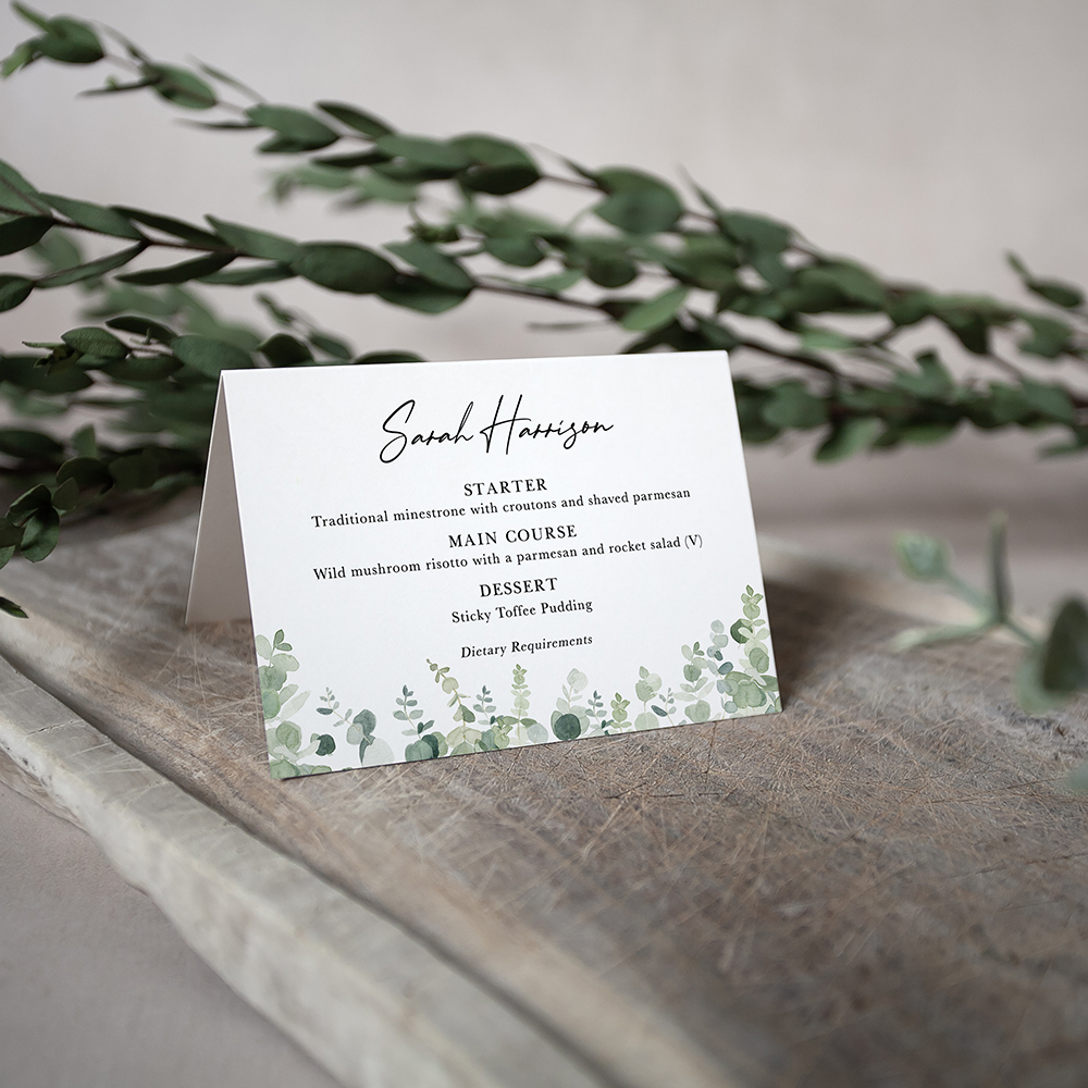 'Classic Eucalyptus' Menu Place Card