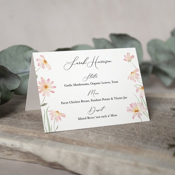 'Daisy Pink' Menu Place Card