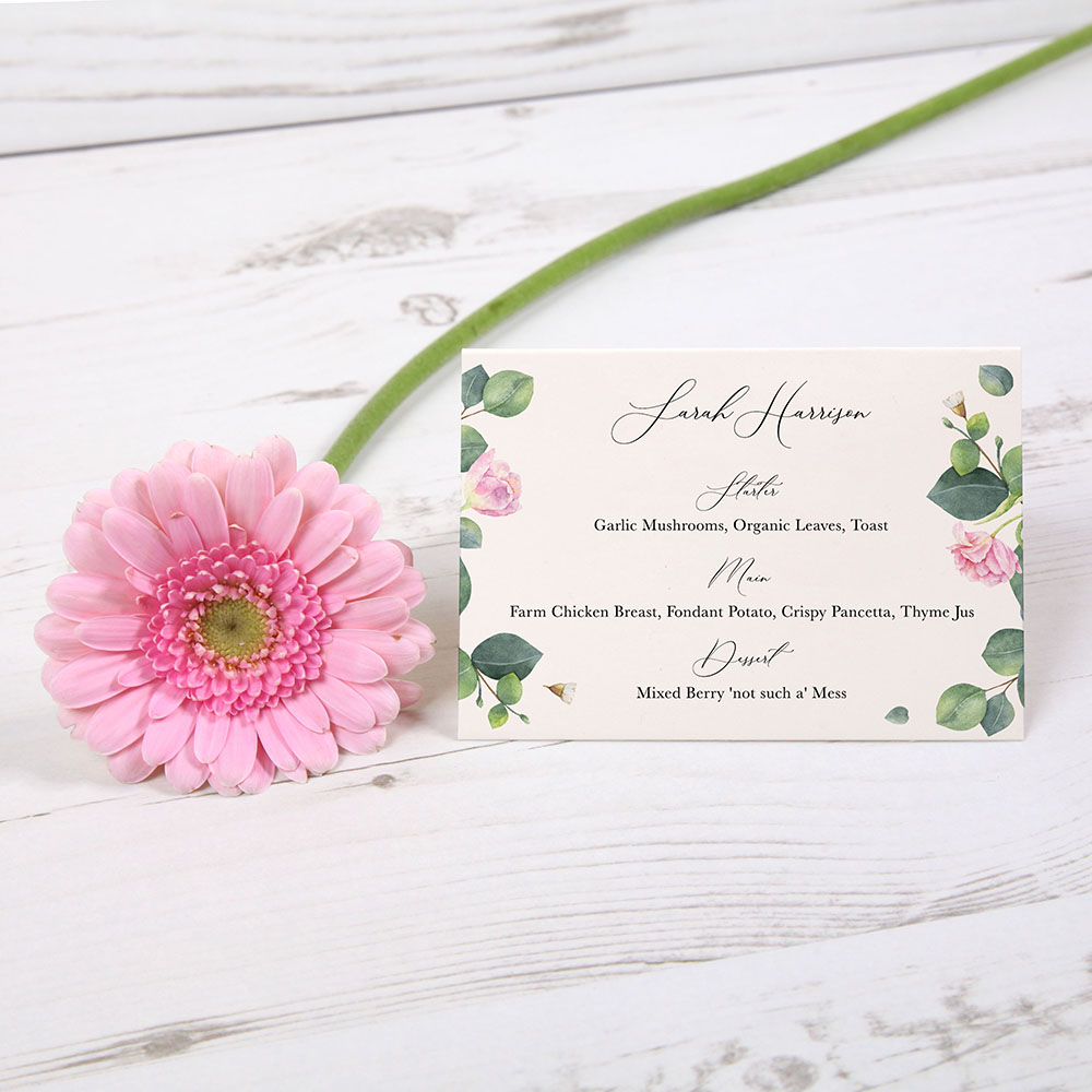 'Eucalyptus Blush' Menu Place Card