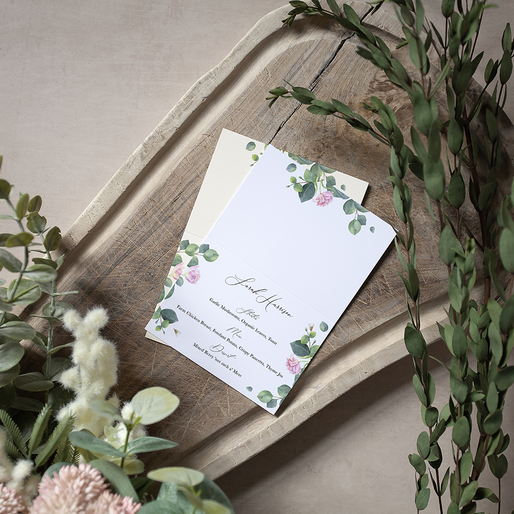 'Eucalyptus Blush' Menu Place Card