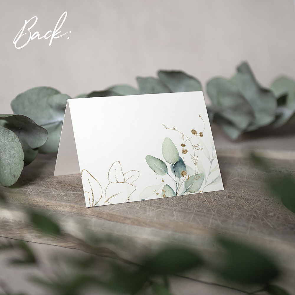 'Green & Gold Eucalyptus' Menu Place Card