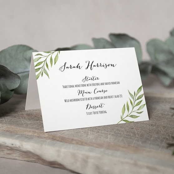 'Green Leaf' Menu Place Card