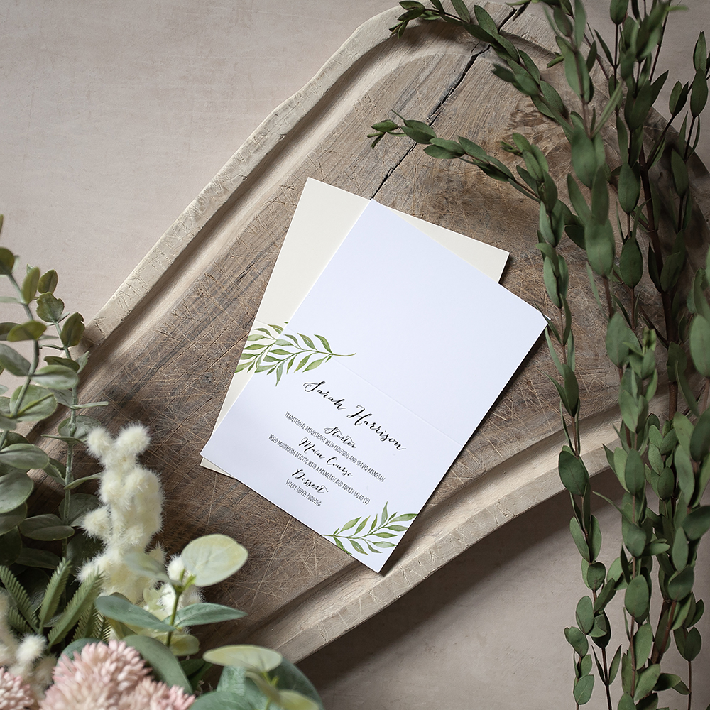 'Green Leaf' Menu Place Card