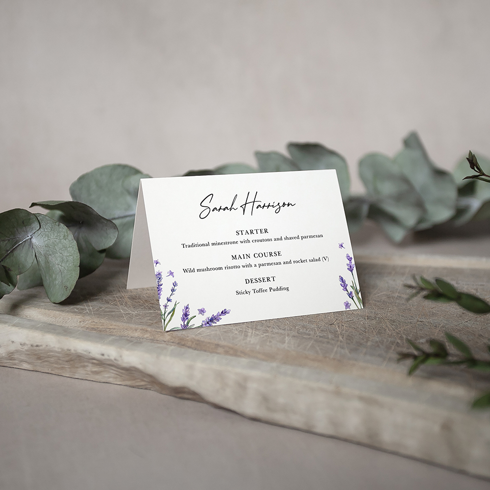 'Lavender' Menu Place Card