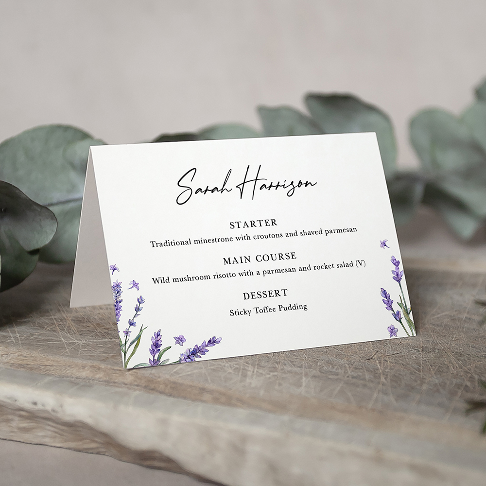 'Lavender' Menu Place Card