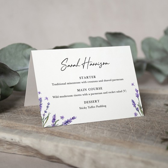 'Lavender' Menu Place Card