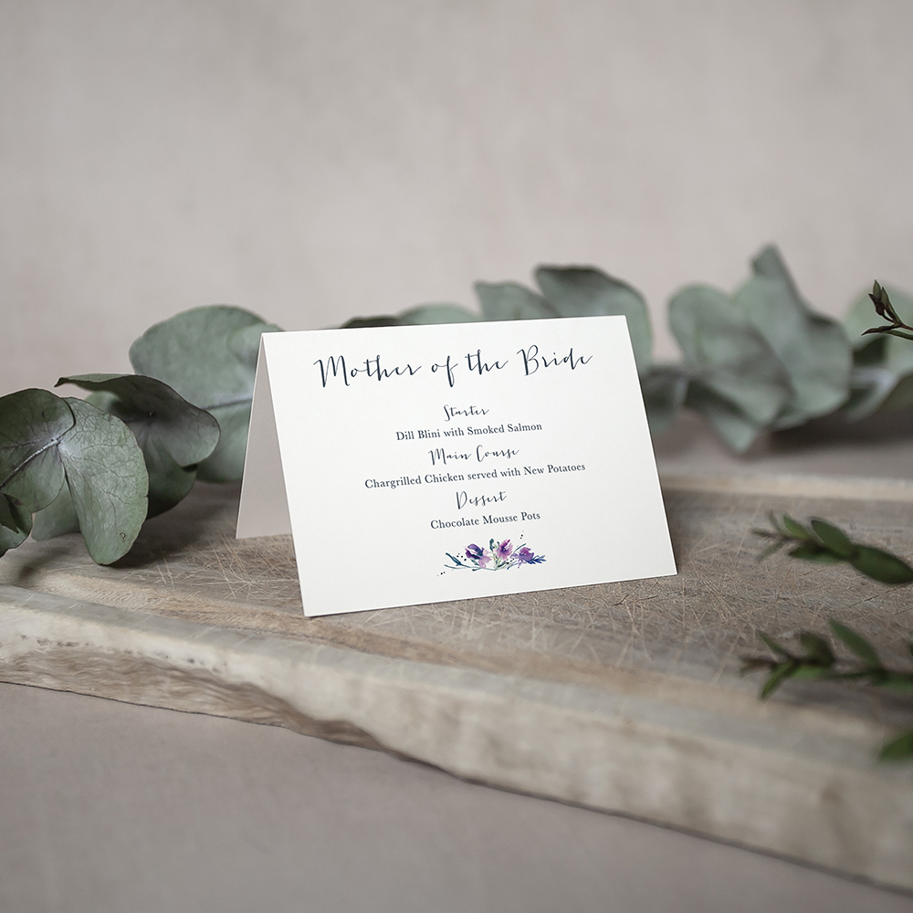 'Midnight Iris' Menu Place Card