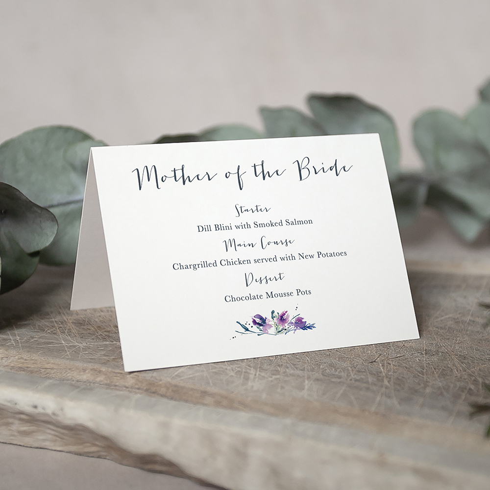 'Midnight Iris' Menu Place Card