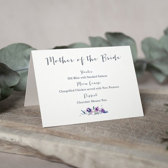 'Midnight Iris' Menu Place Card