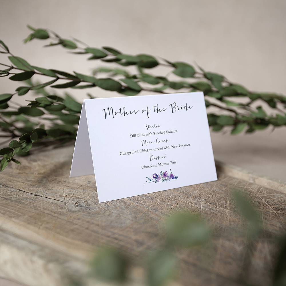 'Midnight Iris' Menu Place Card