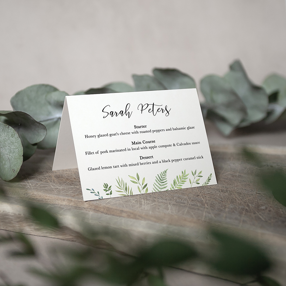 'Ophelia' Menu Place Card