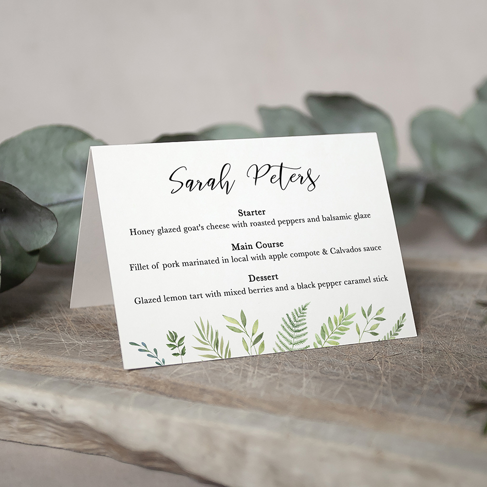 'Ophelia' Menu Place Card