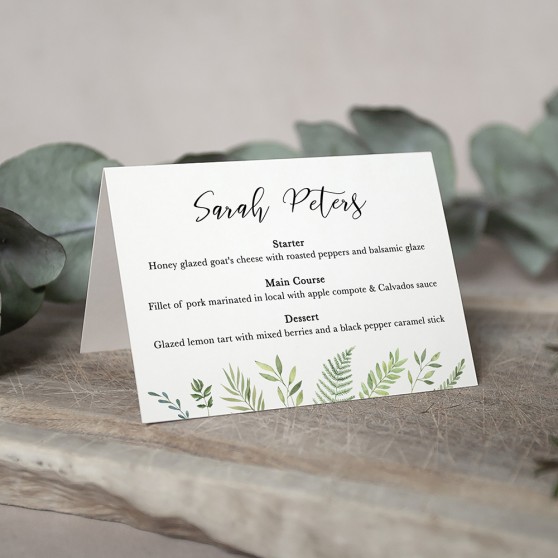 'Ophelia' Menu Place Card
