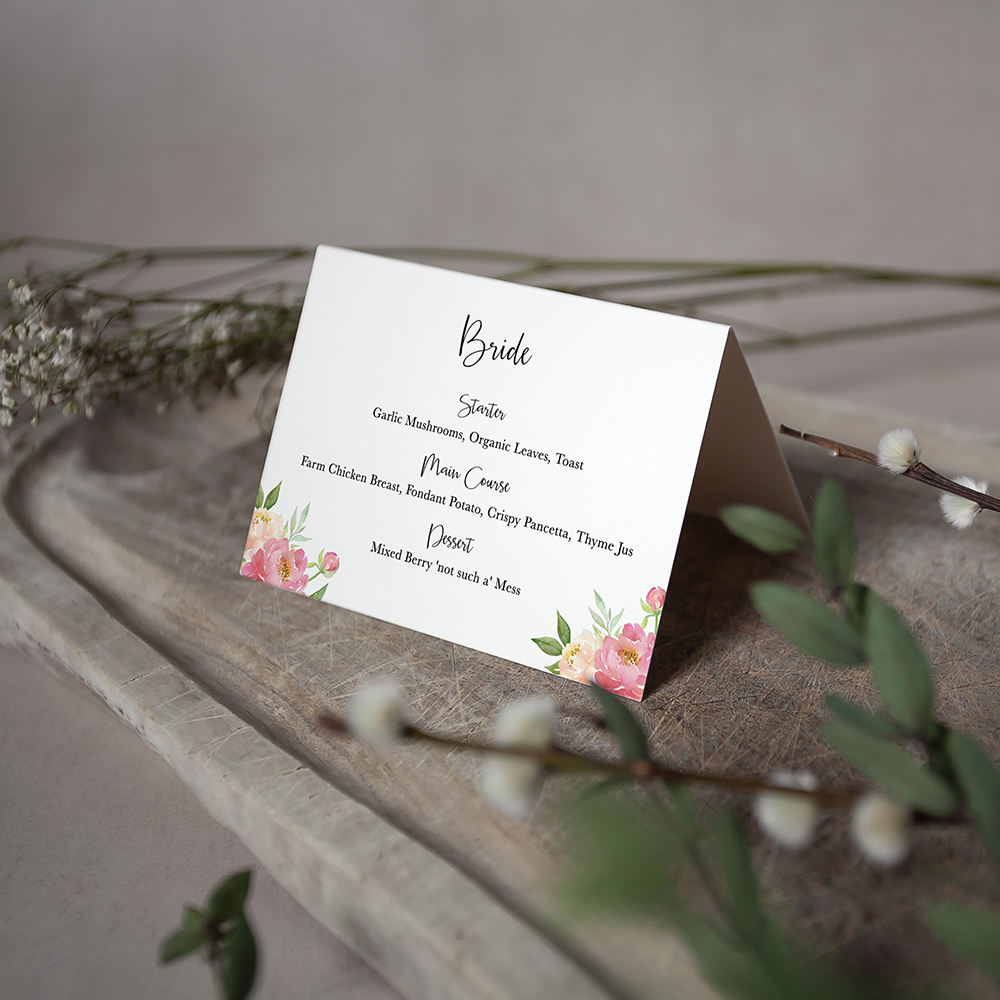 'Peony' Menu Place Card