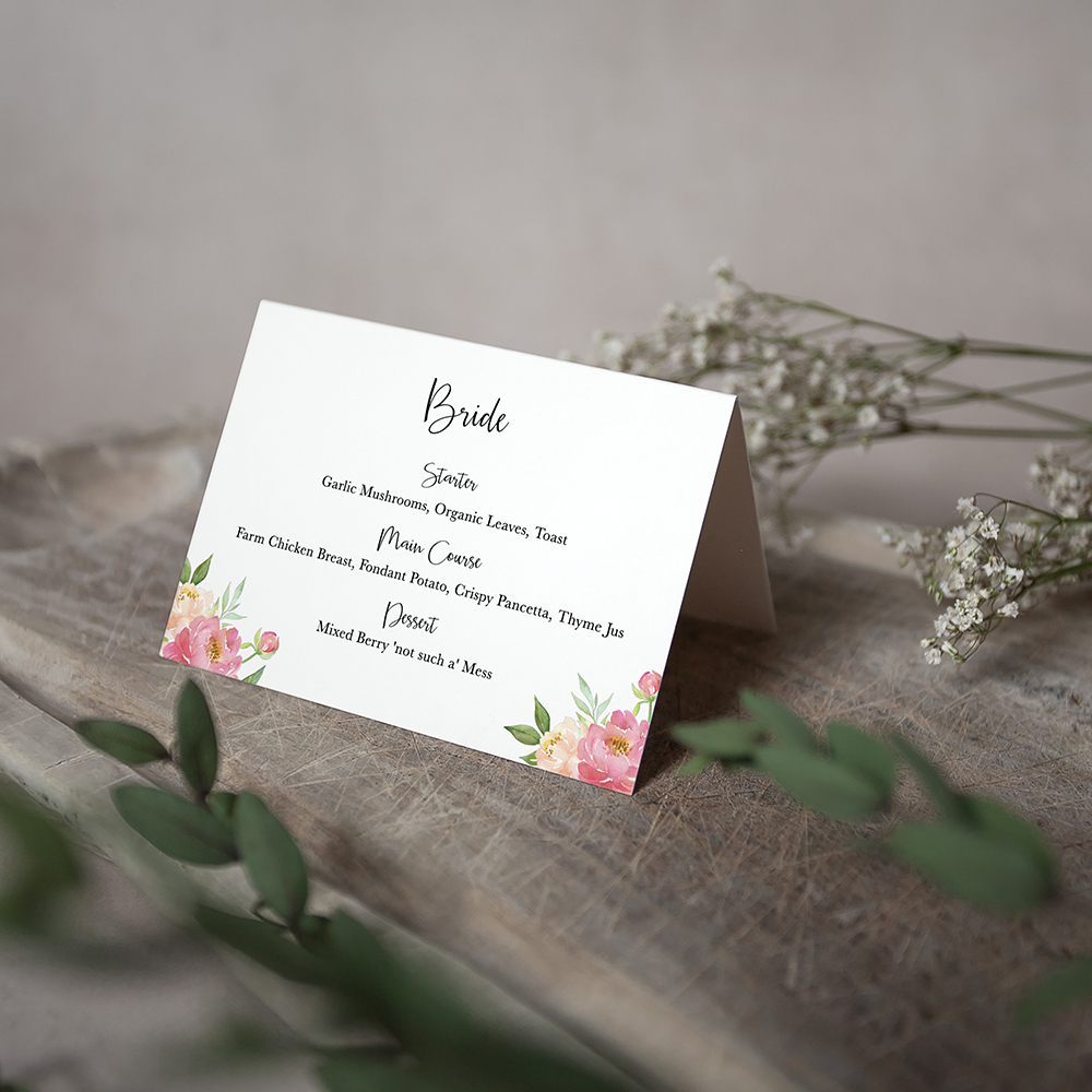 'Peony' Menu Place Card