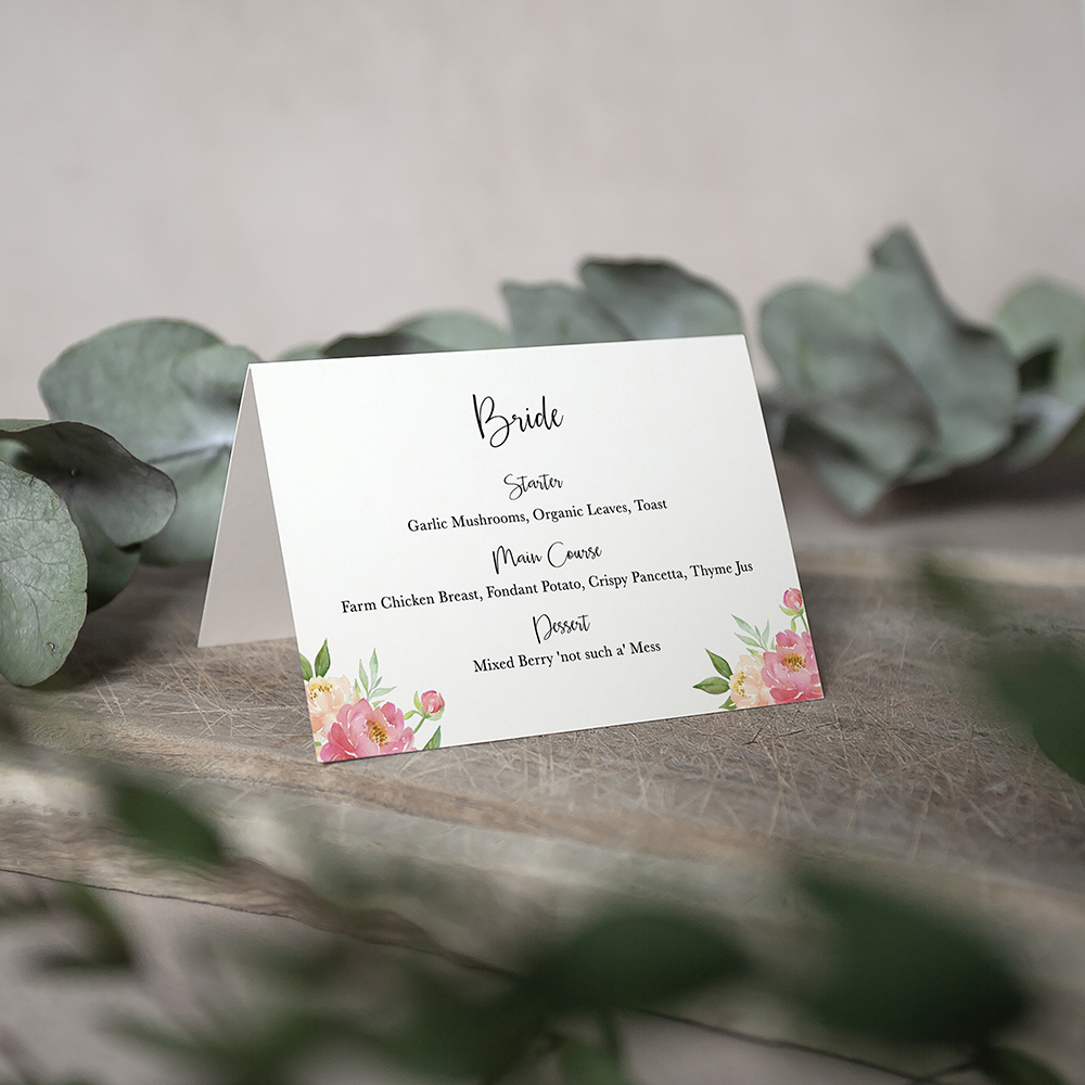 'Peony' Menu Place Card