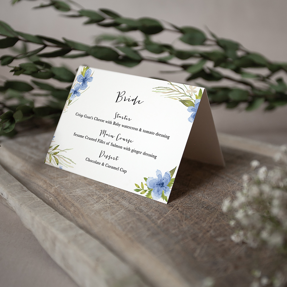 'Pretty in Blue' Menu Place Card