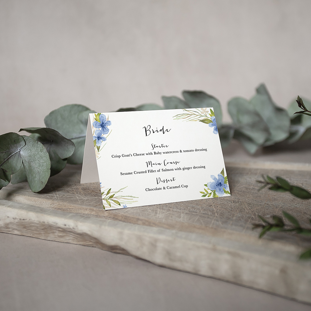 'Pretty in Blue' Menu Place Card