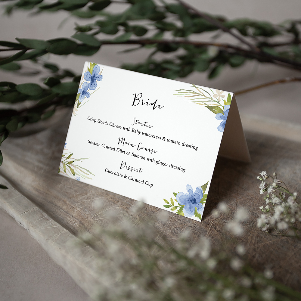 'Pretty in Blue' Menu Place Card
