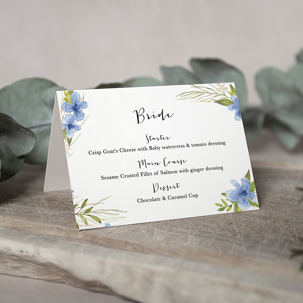 'Pretty in Blue' Menu Place Card