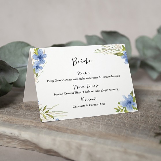 'Pretty in Blue' Menu Place Card
