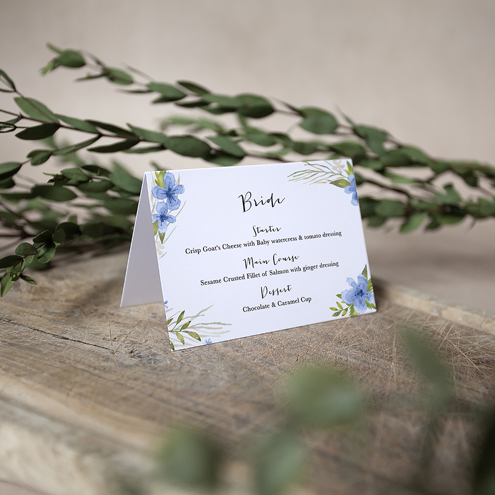 'Pretty in Blue' Menu Place Card