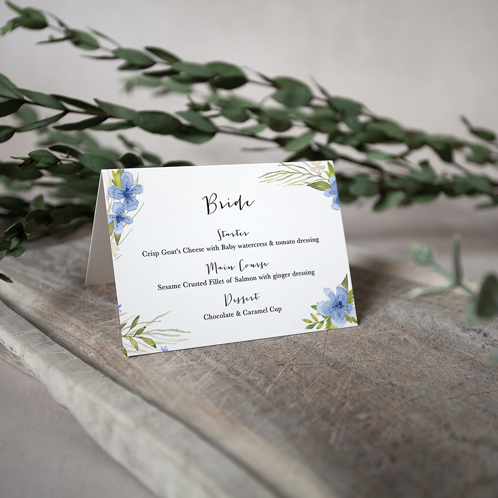 'Pretty in Blue' Menu Place Card