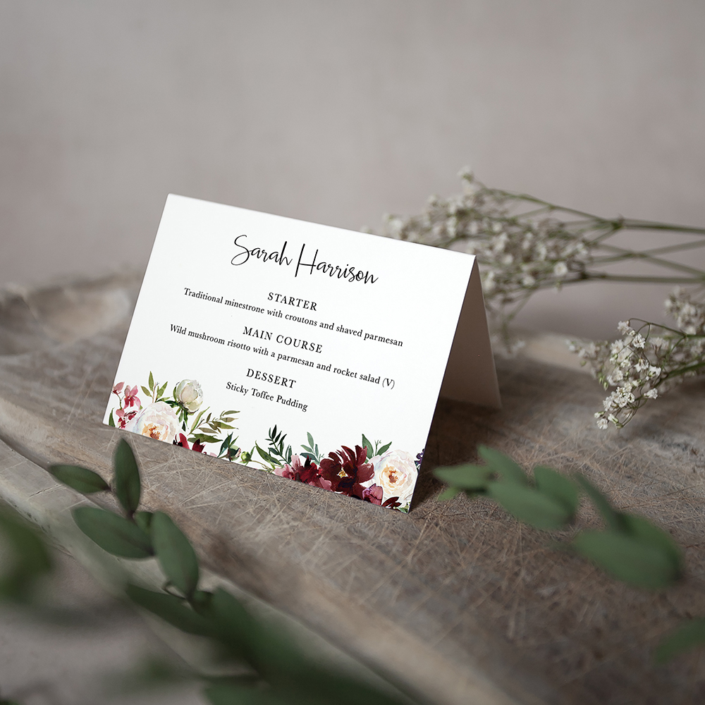 'Red Velvet' Menu Place Card