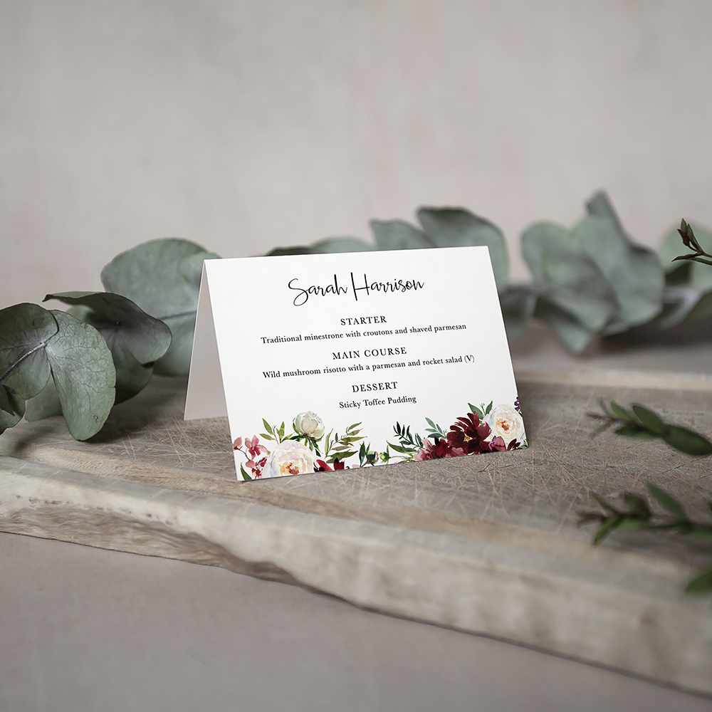 'Red Velvet' Menu Place Card