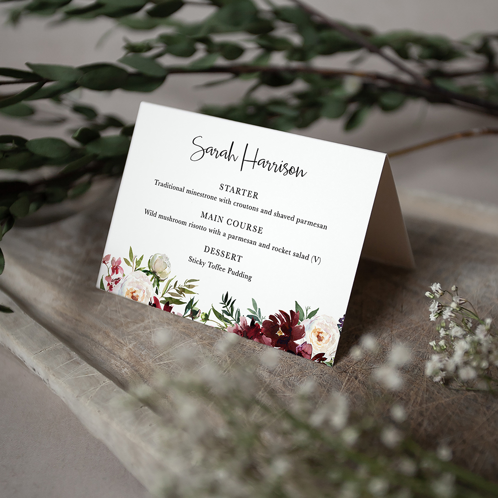 'Red Velvet' Menu Place Card