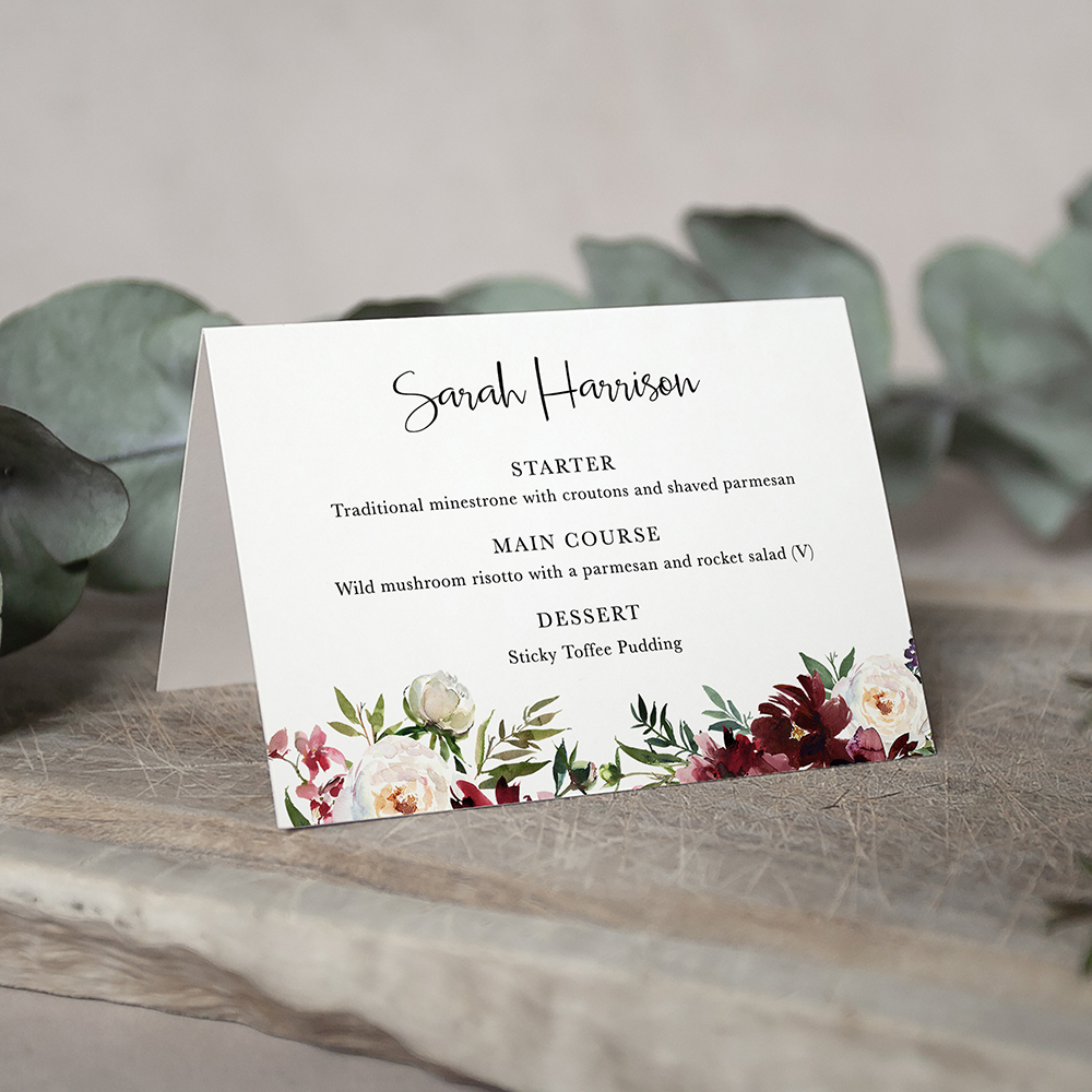 'Red Velvet' Menu Place Card