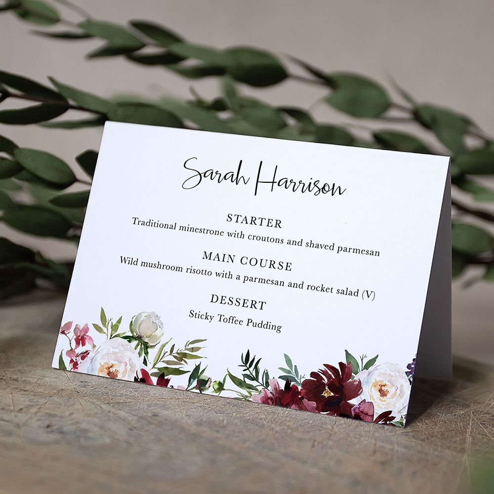 'Red Velvet' Menu Place Card